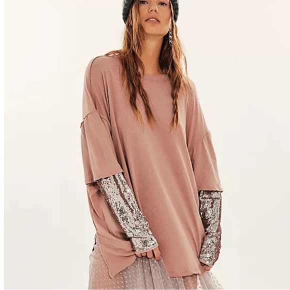 NWOT Free People: Nellie Sequin Twofer top - Picture 1 of 2